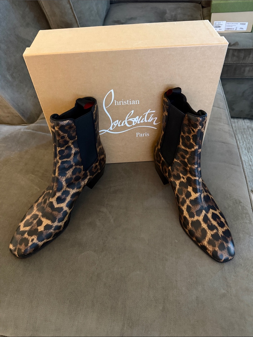 Christian Louboutin Leopard-Print Chelsea Boot in Brown and Black